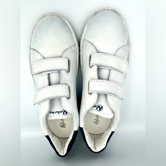 Naturino Sz 34 Hasselt 2 White and Blue Velcro Leather Sneaker NEVER WORN - Picture 6 of 8